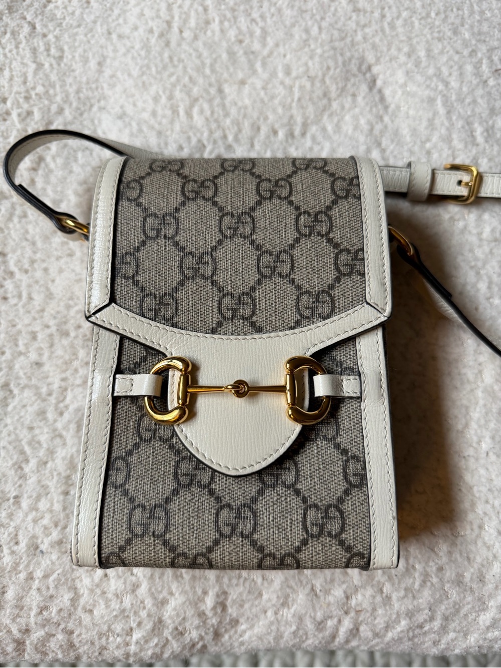 Gucci White GG Supreme Horsebit 1955 Mini